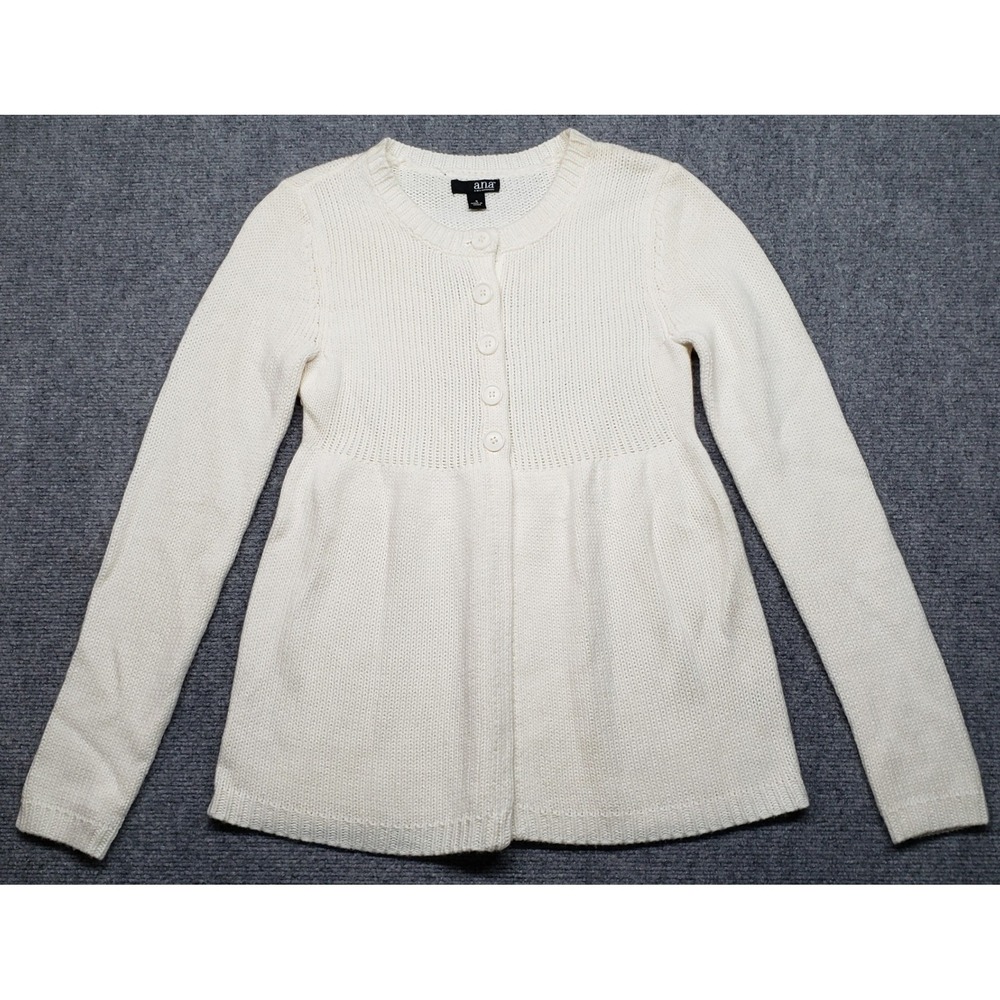 a.n.a Cardigan Sweater Womens S Ivory Knit Button Down Classic New